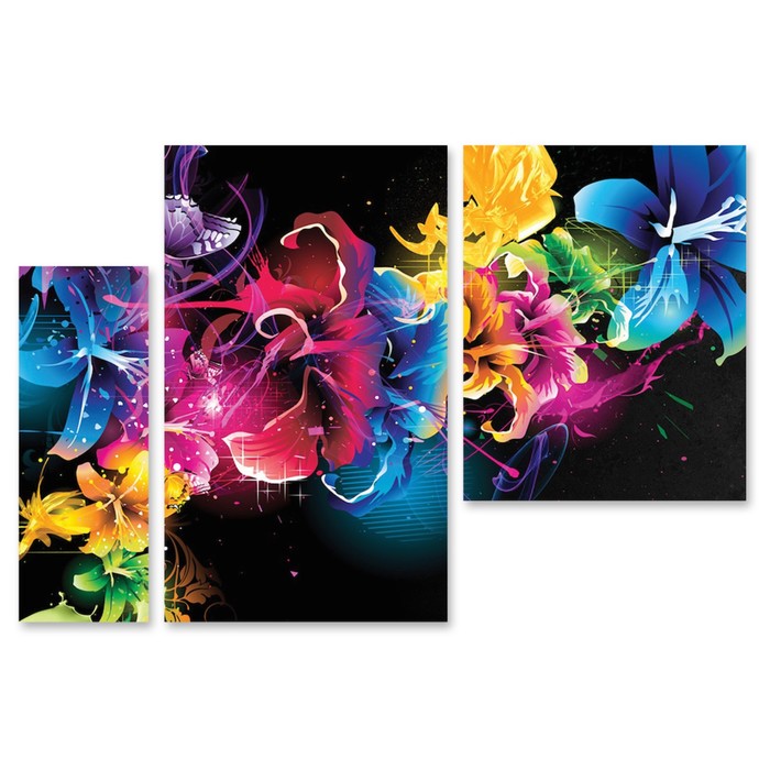 Модульная картина "Абстрактные цветы" 90*59 см