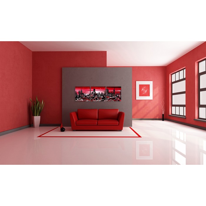 Модульная картина "Розовый город" 90*30 см