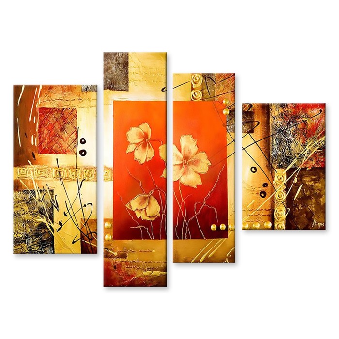 Модульная картина "Цветы в абстракции" 90*67 см
