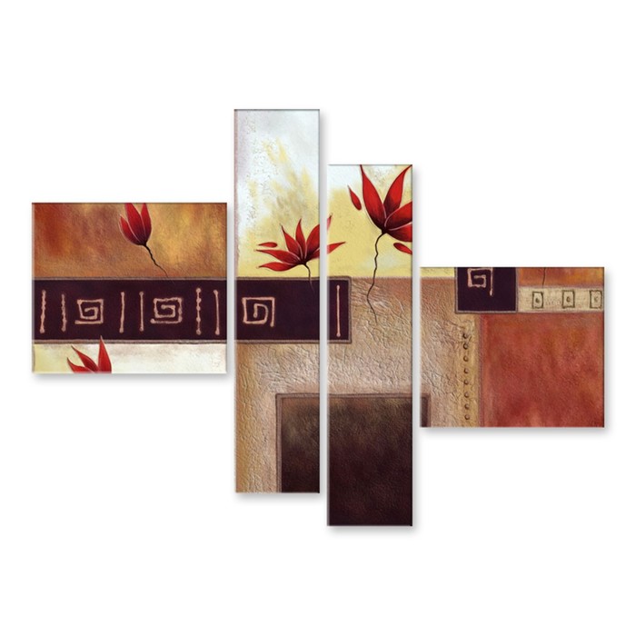 Модульная картина "Цветы в геометрии" 90*65 см