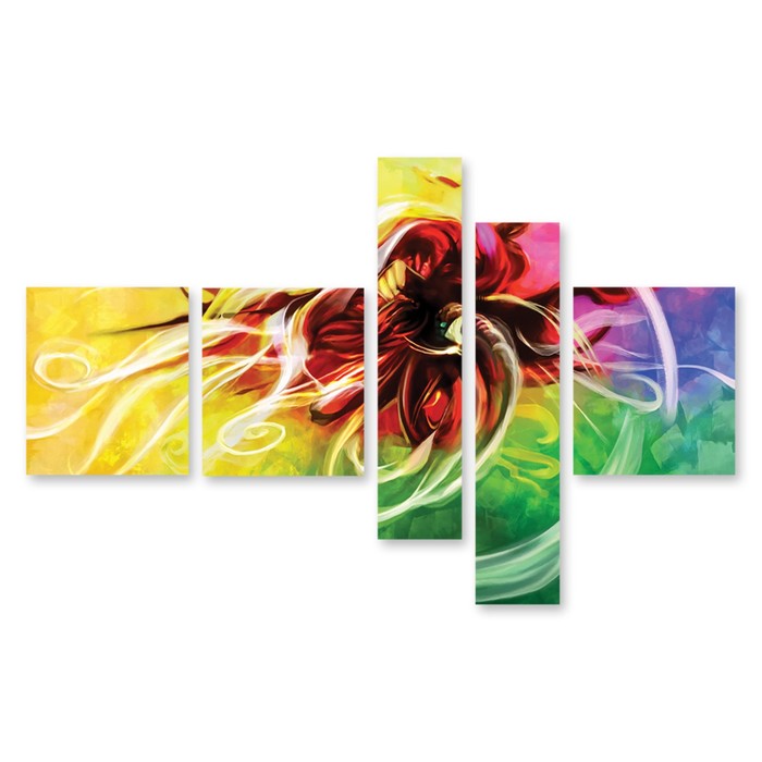 Модульная картина "Волшебный цветок" 120*49 см