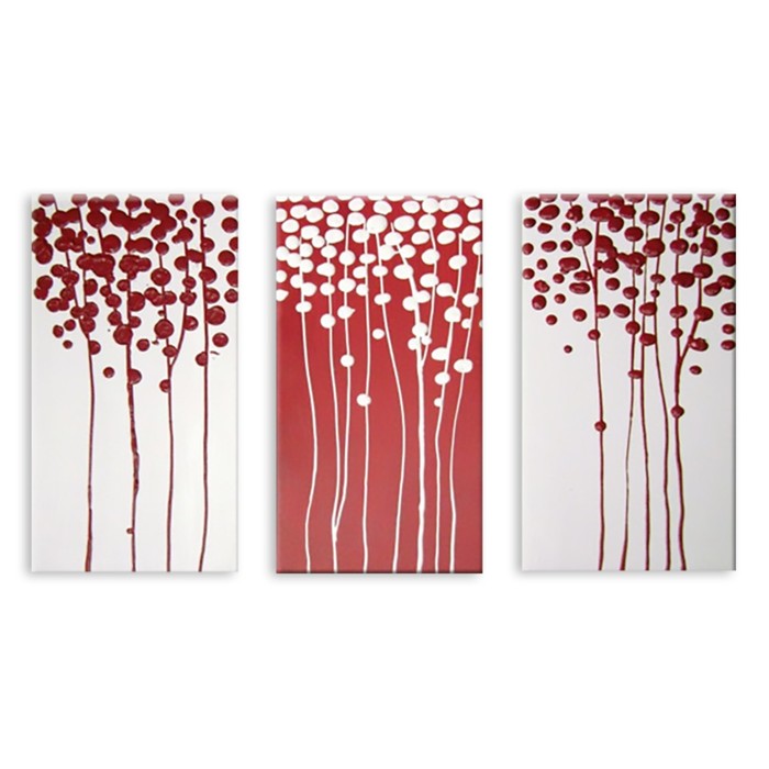 Модульная картина "Красно-белые капли" 90*52 см
