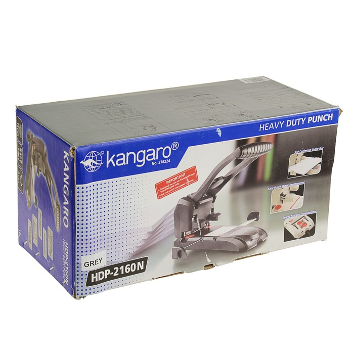 Дырокол мощный до 150 листов Kangaro HDP-2160N, металлический, с линейкой, черный