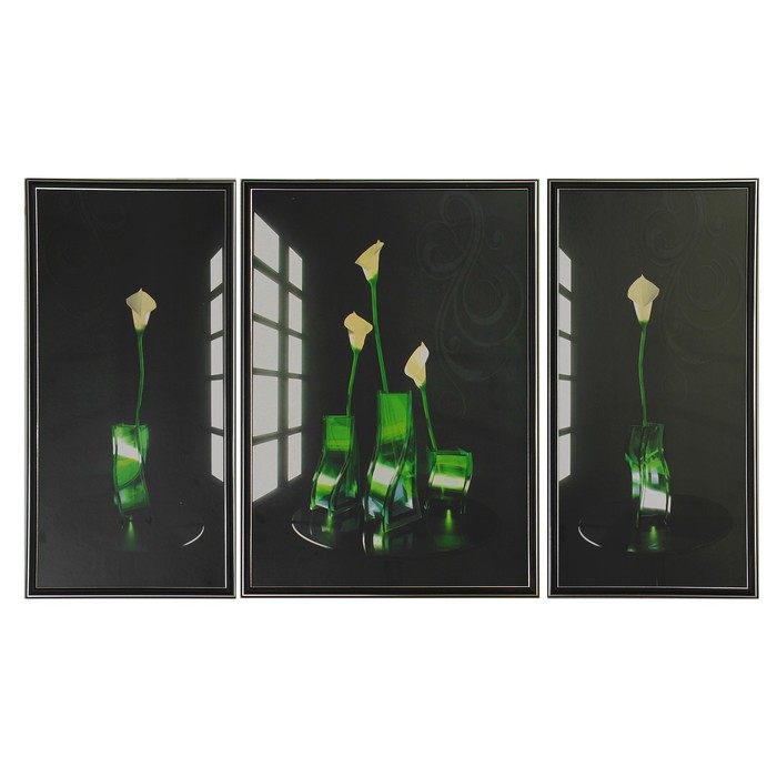 Триптих "Белые на чёрном" 125*70 см