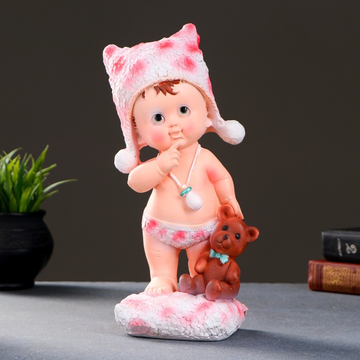 Сувенир "Малыш стоящий с мишкой"  30х13х9см