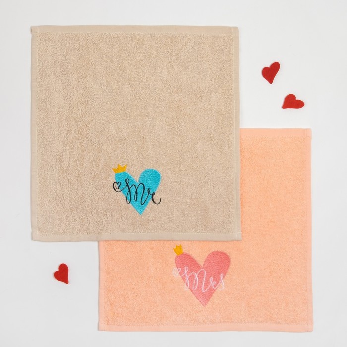 Набор полотенец "Mr & Mrs" 30х30 - 2 шт., 100% хл., 340 гр/м2