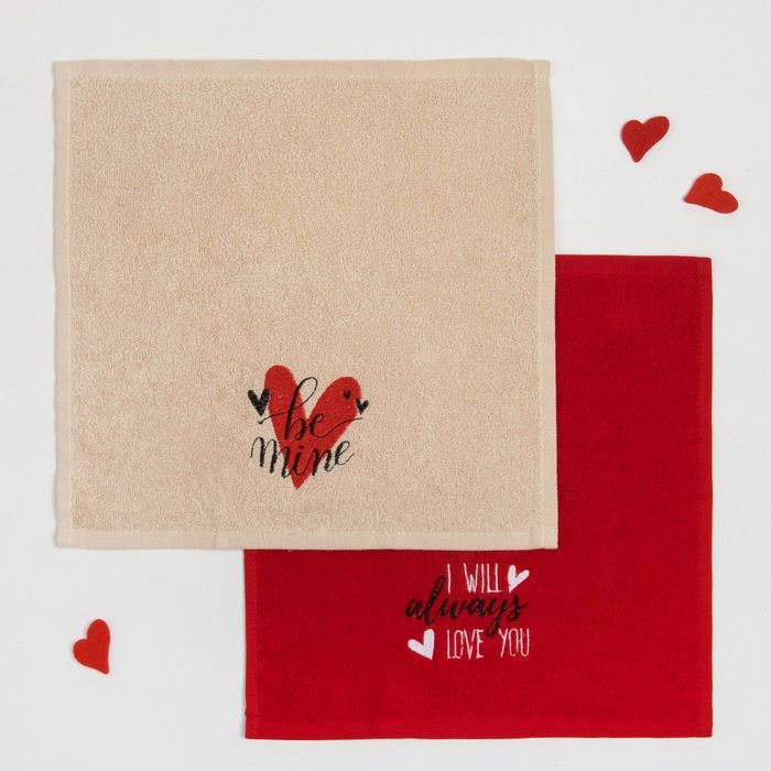 Набор полотенец "Love" 30х30 - 2 шт., 100% хл., 340 гр/м2