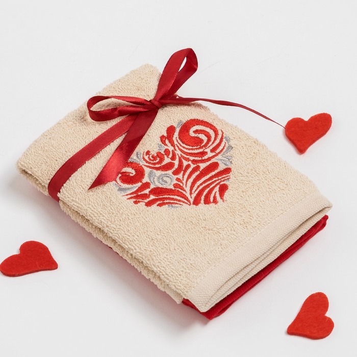 Набор полотенец "Сердце" 30х30 - 2 шт., 100% хл., 340 гр/м2