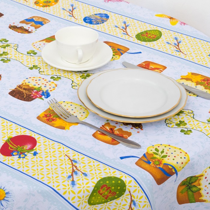 Скатерть "Доляна" Пасха 180*144 см, 100% хлопок, рогожка, 164 г/м2