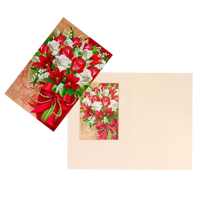 Открытка "Универсальная" лилии, розы