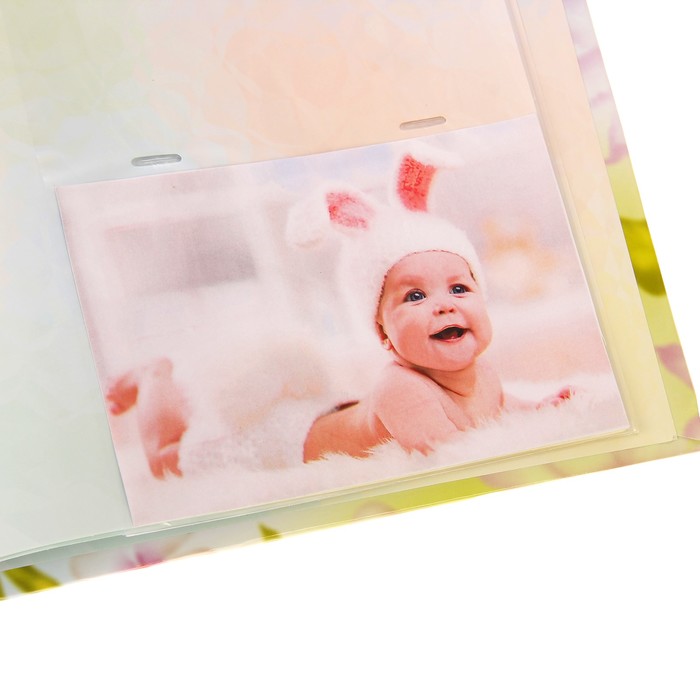 Фотоальбом на 52 фото 10х15 см, 2 фото 15х21 см Pioneer "Наш малыш" с цветами