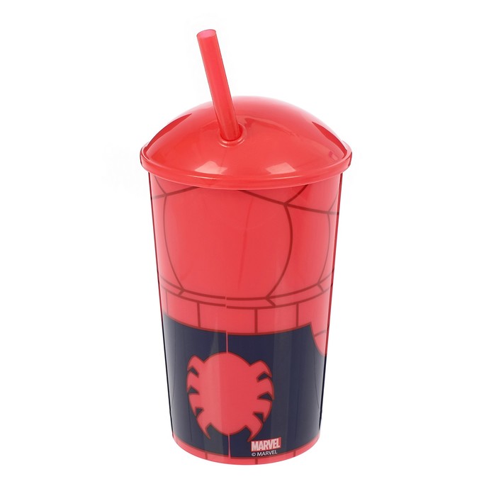 Стакан 400 мл "Великий Человек-паук" с соломинкой и крышкой