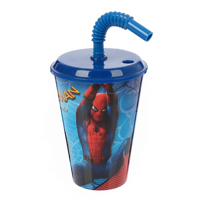 Стакан 430 мл "Человек-паук 2017" с соломинкой и крышкой