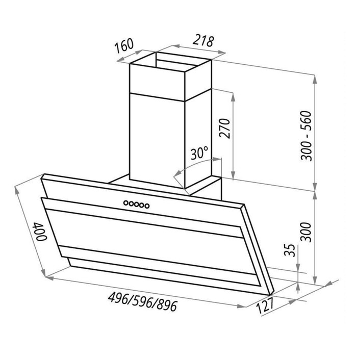 Вытяжка Maunfeld Tower G SATIN strips 500 мм, 3 скорости, 620 ку.м/ч, черный