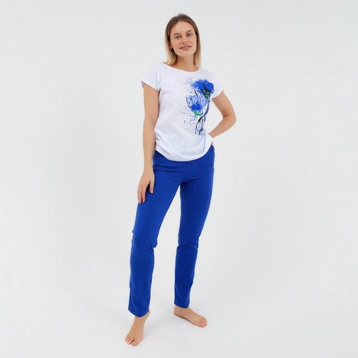 Комплект женский (футболка, брюки) Очарование цвет василек, р-р 52