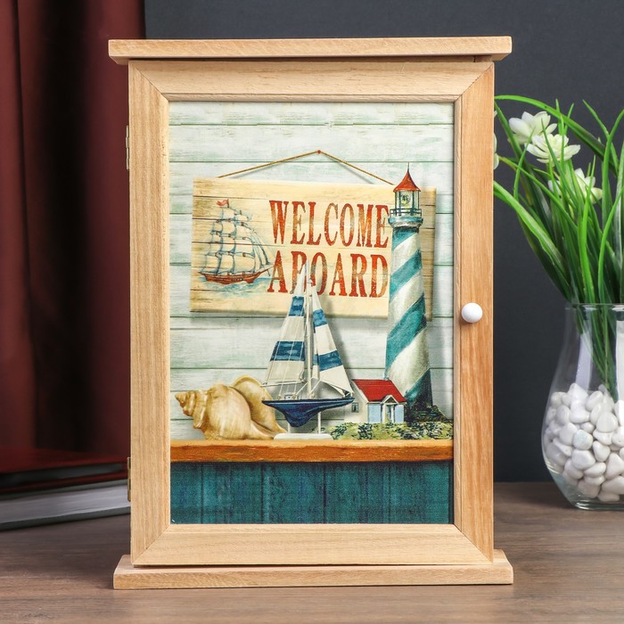 Ключница дерево 6 крючков "Морские сувениры" 30х22х8 см