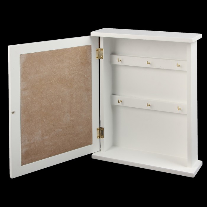 Ключница дерево 6 крючков "Воздушный шар в цветах" белая 28х22х6,5 см