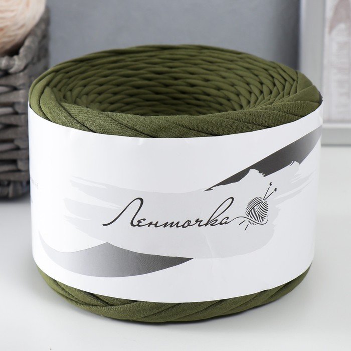 Пряжа трикотажная широкая KNITKA 100м/300гр , ширина 7-9 мм (милитари)