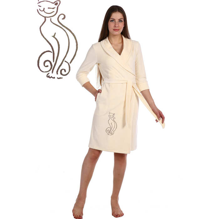 Халат женский запашной Сфинкс цвет молочный, р-р 56