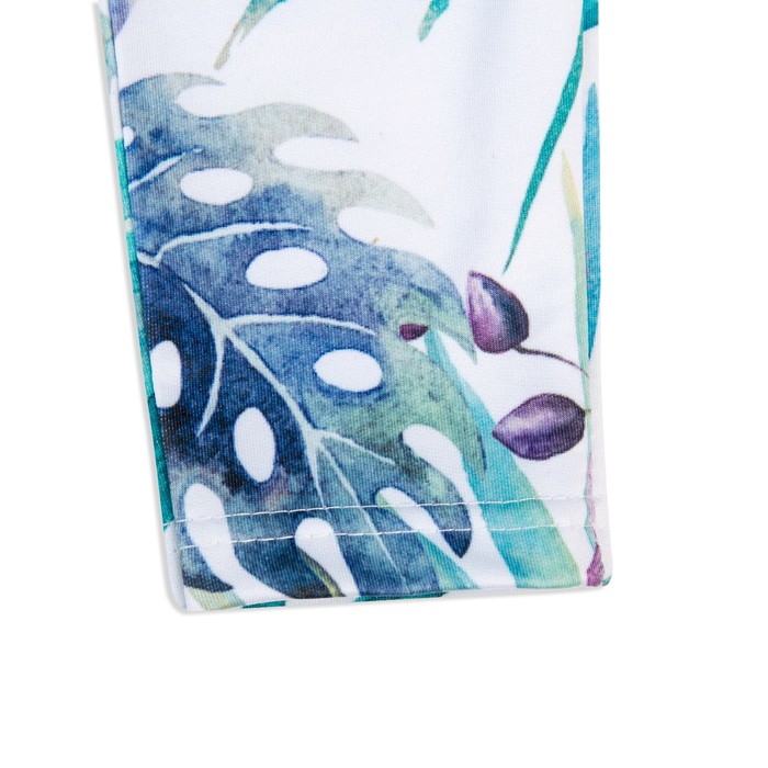 Брюки (легинсы) женские Юность цвет белый, принт голубые листья, размер 54