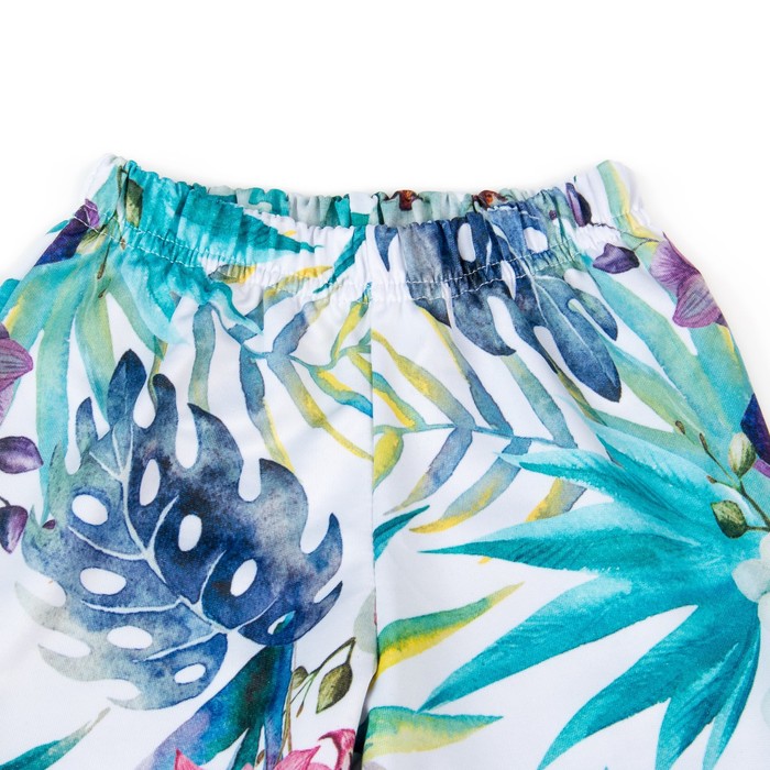 Брюки (легинсы) женские Юность цвет белый, принт голубые листья, размер 54