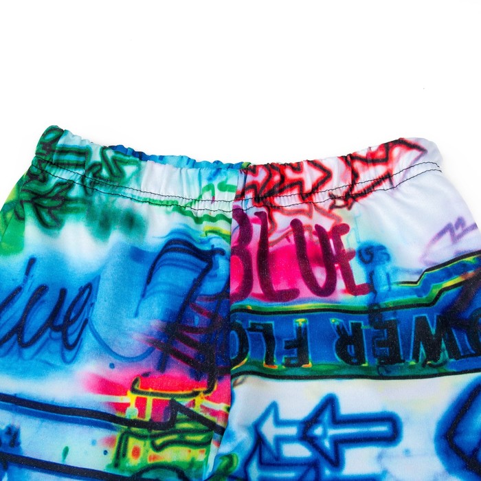 Брюки (легинсы) женские Юность цвет голубой, принт граффити, размер 44