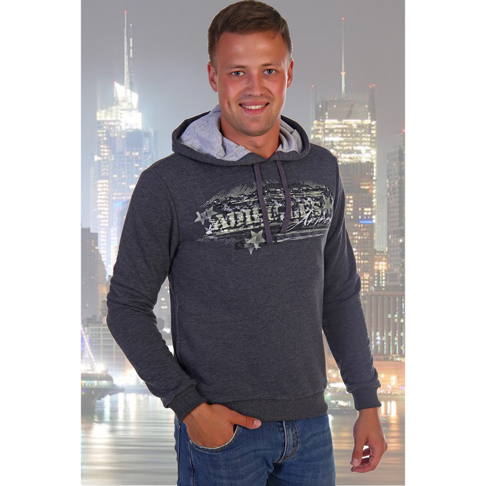 Джемпер (толстовка) мужской 2007 цвет тёмно-серый, р-р 60