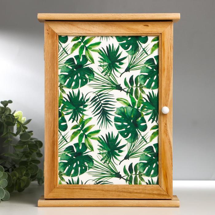 Ключница дерево 6 крючков "Пальмовые листья" 30х22х8 см