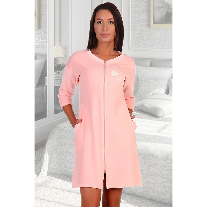 Халат женский на молнии 2452 цвет розовый, р-р 46