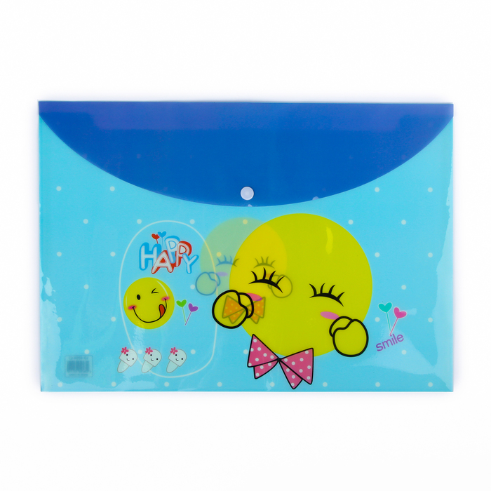 Папка-конверт на кнопке формат А4 140мкр МИКС Смайлы