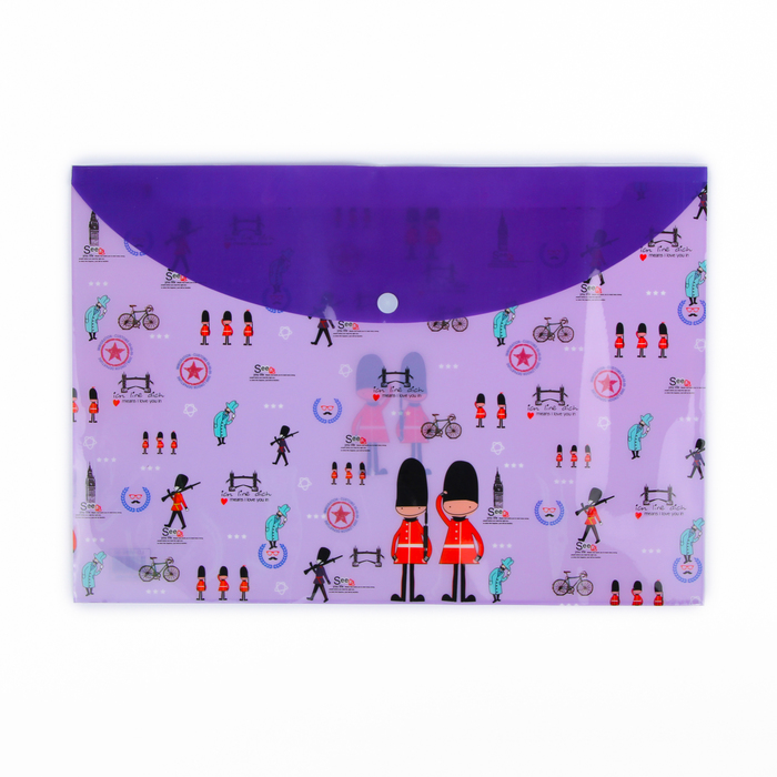 Папка-конверт на кнопке формат А4 140мкр МИКС Лондонский колорит