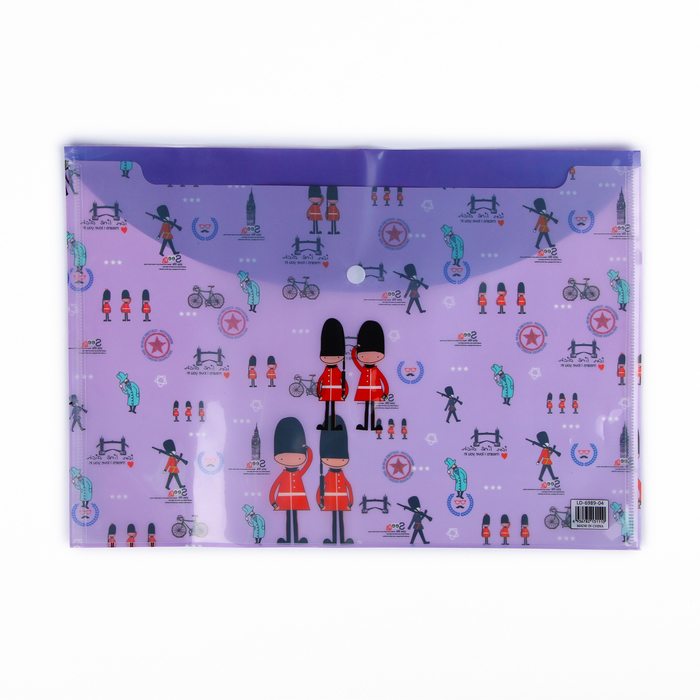 Папка-конверт на кнопке формат А4 140мкр МИКС Лондонский колорит