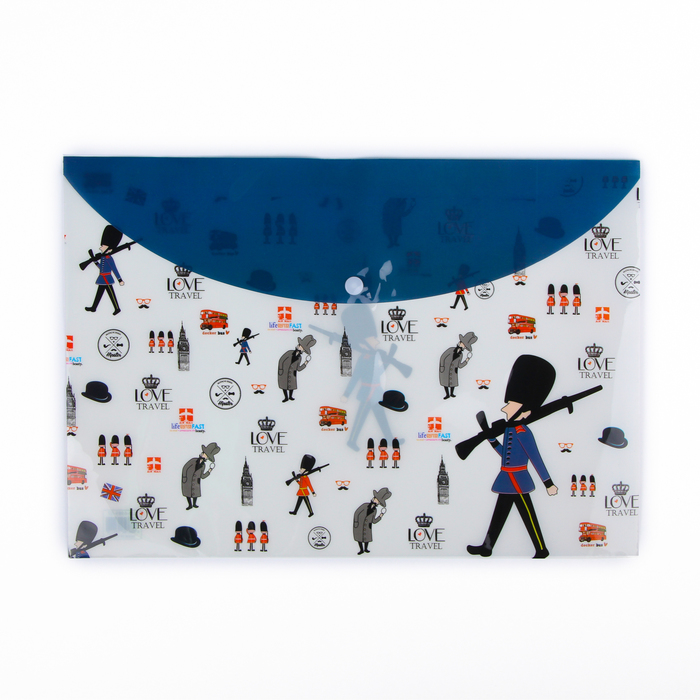 Папка-конверт на кнопке формат А4 140мкр МИКС Лондонский колорит