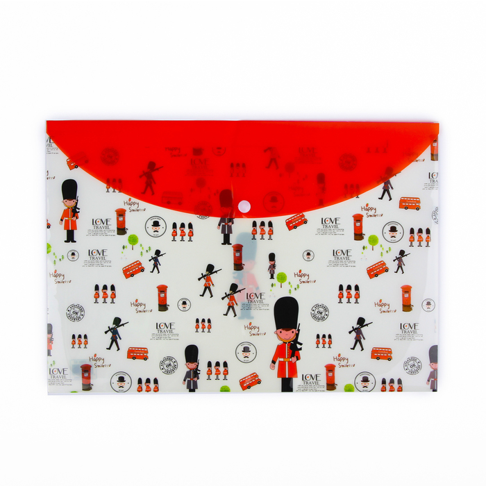 Папка-конверт на кнопке формат А4 140мкр МИКС Лондонский колорит