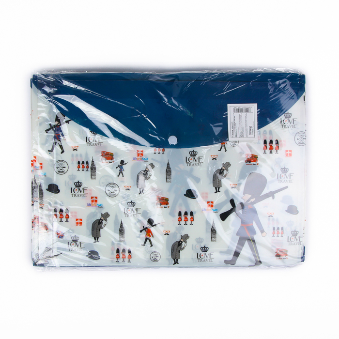 Папка-конверт на кнопке формат А4 140мкр МИКС Лондонский колорит