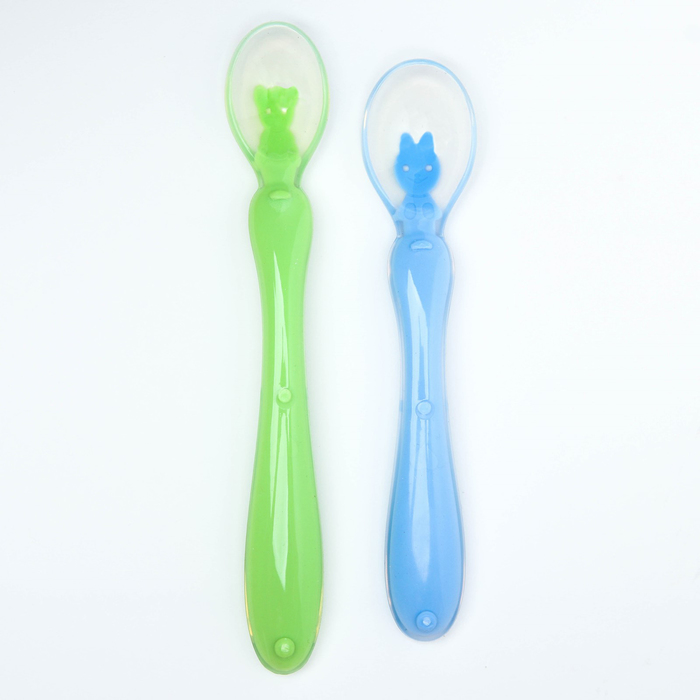 Набор ложек для кормления силиконовых «Милые зверята», от 5 мес., 2 шт., цвета МИКС
