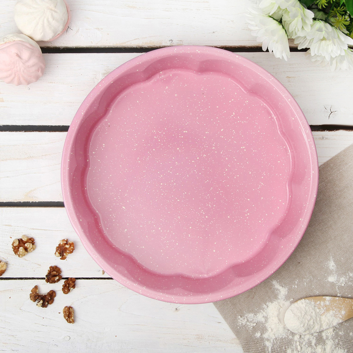 Форма для выпечки "Волнистый круг. Мраморный зефир" 28х4,8 см, антипригарное покрытие