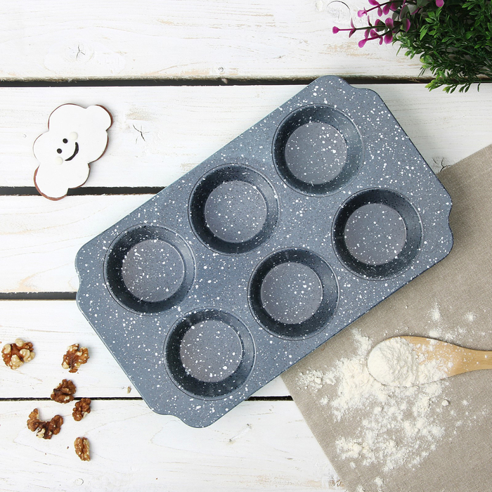 Форма для выпечки "Круг. Мятный мрамор", 6 ячеек, 30х18х3 см