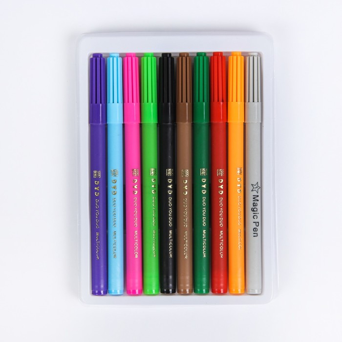 Фломастеры 10цв Магические ТОЛСТЫЕ корпус матовый в картонной коробке