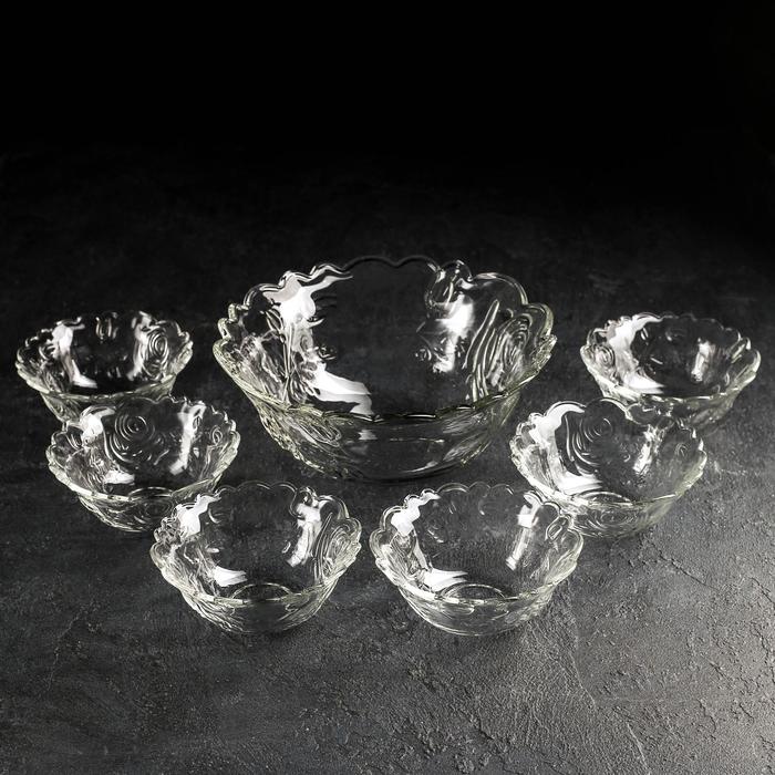 Набор салатников "Лилия", 7 шт: 1 шт 1,2 л, 6 шт 250 мл, 22х9/12х5 см