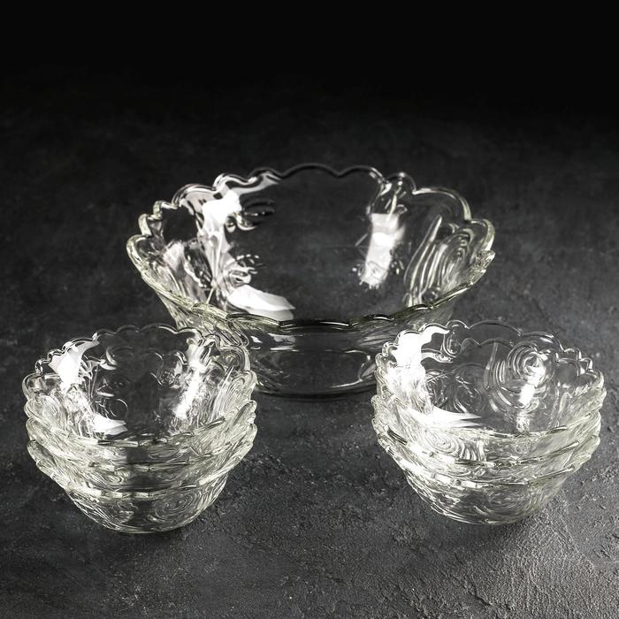 Набор салатников "Лилия", 7 шт: 1 шт 1,2 л, 6 шт 250 мл, 22х9/12х5 см