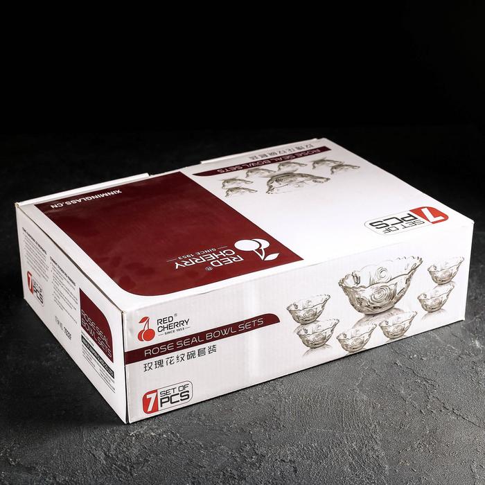 Набор салатников "Лилия", 7 шт: 1 шт 1,2 л, 6 шт 250 мл, 22х9/12х5 см