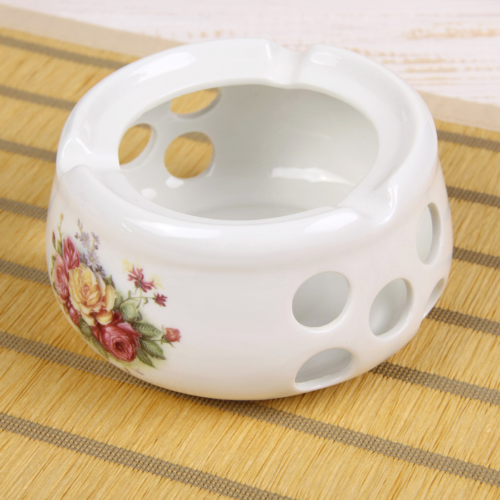 Чайник заварочный 800 мл "Букет", с керамическим ситом и подставкой для подогрева