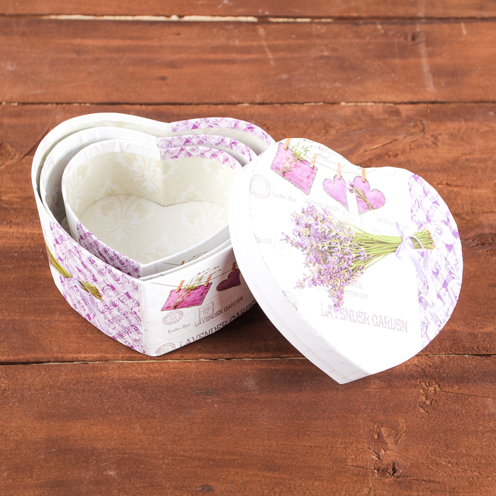 Набор коробок 3в1 "Лаванда", 15 х 13 х 7 - 11,5 х 9,5 х 5 см