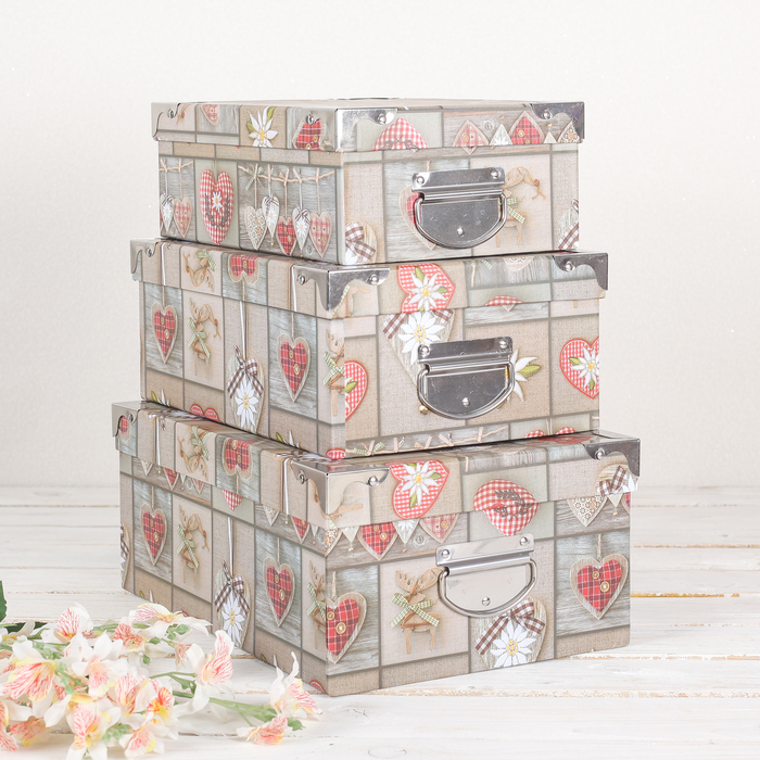 Набор коробок 3в1, 34,5 х 24,5 х 14,5 - 28 х 20 х 10,5 см