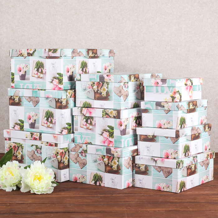 Набор коробок 10в1 "Букет тюльпанов", 37,5 х 29 х 16 - 19 х 13 х 7,5 см