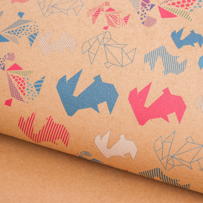 Бумага упаковочная крафтовая «Зайчики», 50 × 70 см