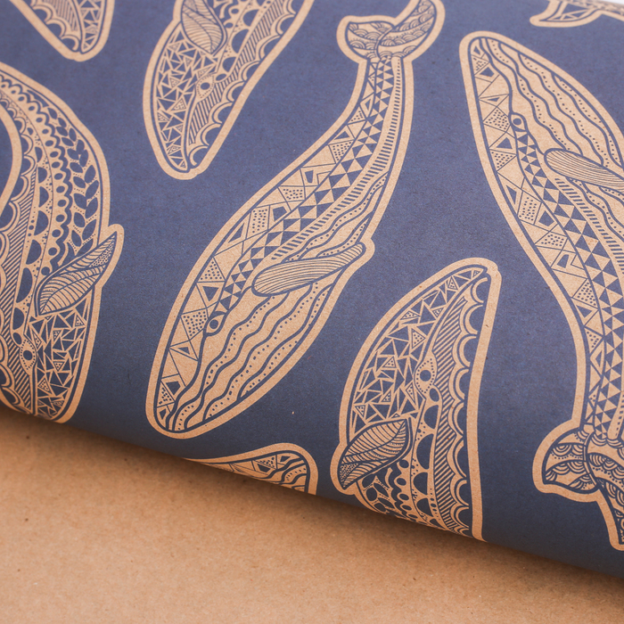 Бумага упаковочная крафтовая «Киты», 50 × 70 см