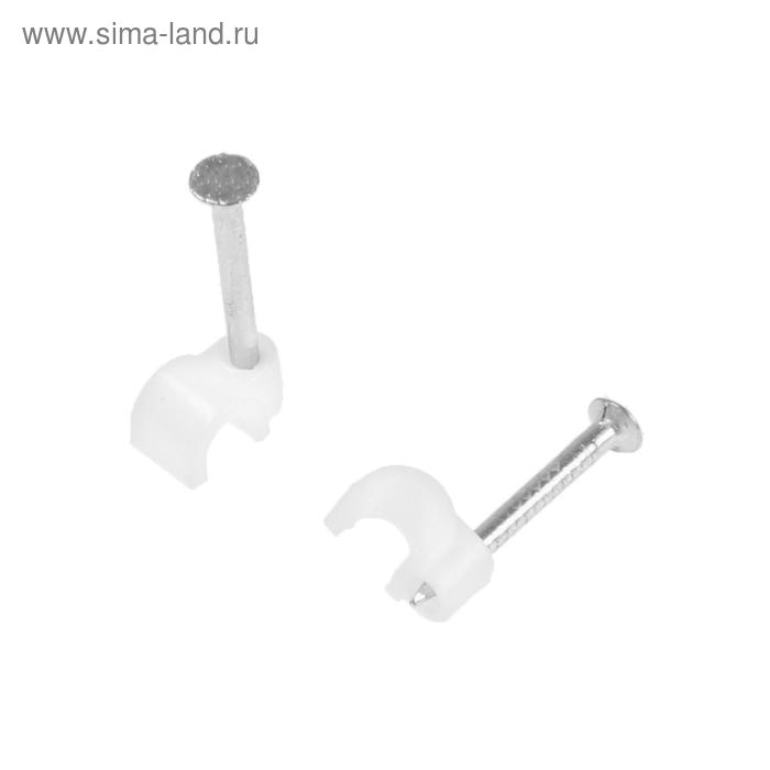 фото Скоба-держатель для круглого кабеля "зубр мастер", 3 мм, с оцинкованным гвоздем, 50 шт.