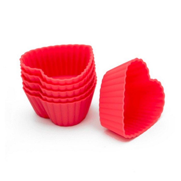 Силиконовые формочки для кексов "Cердечки", 6 штук в наборе